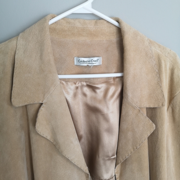 Vintage 100% Genuine Leather Long Suede Open Front Southwestern Boho Coat - Picture 3 of 16